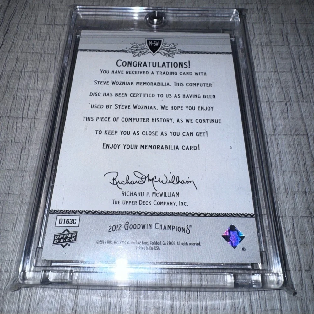 2012 Upper Deck Goodwin Champions Steve Wozniak Authentic Memorabilia DT63C